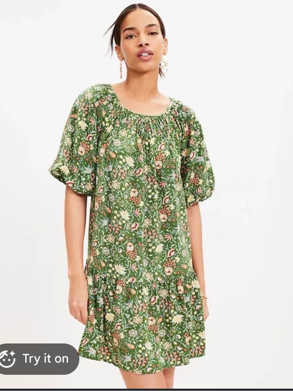LOFT Green Floral Midi Dress